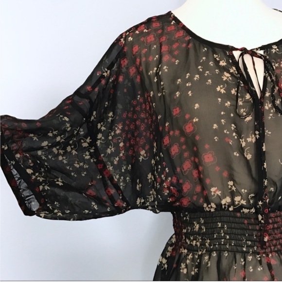 Anthropologie Fei Floral Silk Sheer 3/4 Sleeve Top - Picture 5 of 14